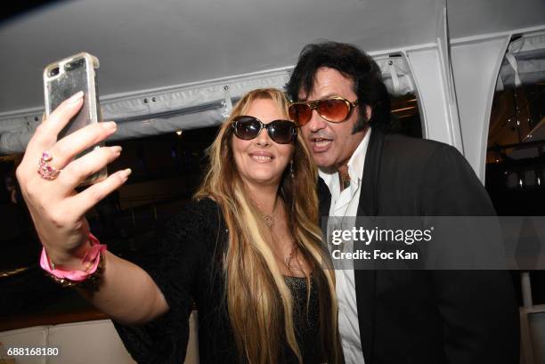 Loana Petrucciani and singer Elvis presley Look alike Eryl Prayer attend Technikart Boat Party - 70th annual Cannes Film Festival at Lady of Jersey...