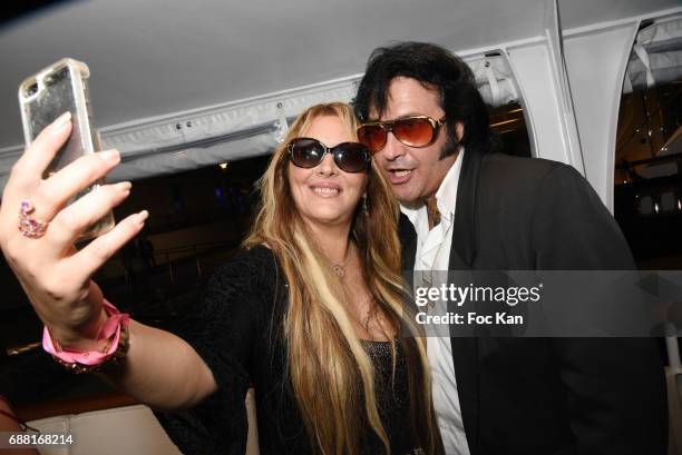 Loana Petrucciani and singer Elvis presley Look alike Eryl Prayer attend Technikart Boat Party - 70th annual Cannes Film Festival at Lady of Jersey...