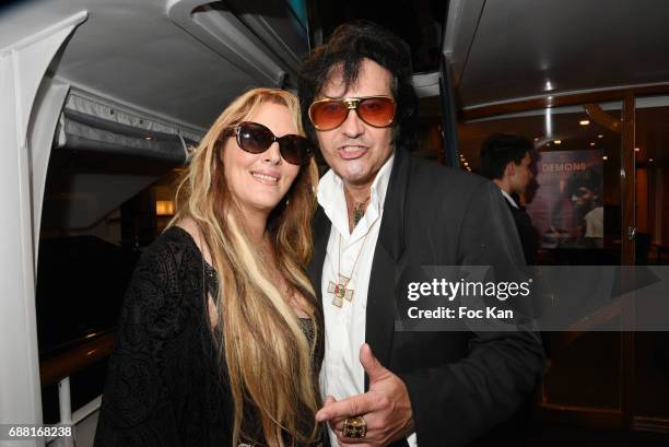 Loana Petrucciani and singer Elvis presley Look alike Eryl Prayer attend Technikart Boat Party - 70th annual Cannes Film Festival at Lady of Jersey...