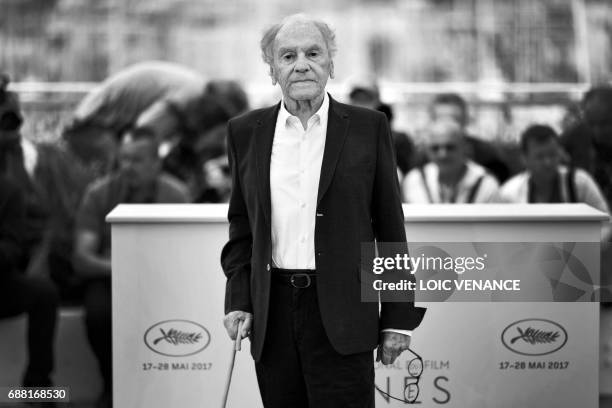 French actor Jean-Louis Trintignant poses on May 22, 2017 during a photocall for the film 'Happy End' at the 70th edition of the Cannes Film Festival...