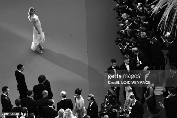 Actress and President of the Un Certain Regard jury Uma Thurman poses as she arrives on May 23, 2017 for the '70th Anniversary' ceremony of the...