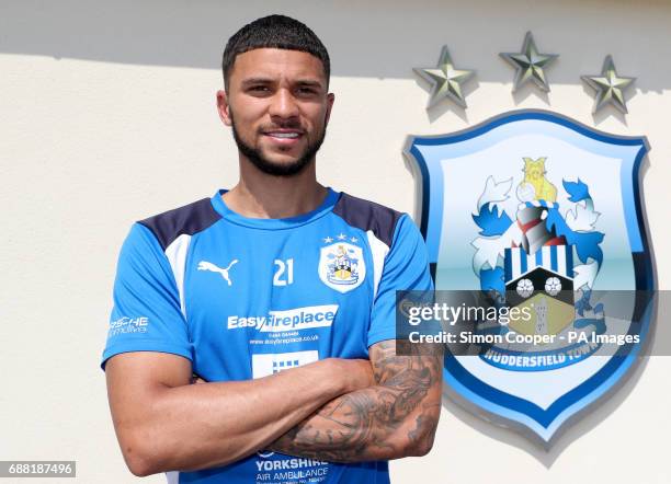 Huddersfield Town's Nahki Wells poses for a photo at PPG Canalside, Huddersfield.