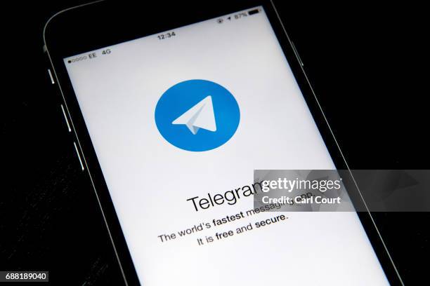 Close-up view of the Telegram messaging app is seen on a smart phone on May 25, 2017 in London, England. Telegram, an encrypted messaging app, has...