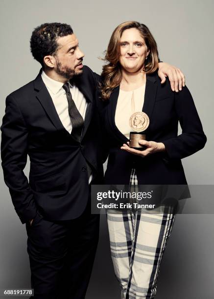 Director Ezra Edelman and film producer Caroline Waterlow are photographed at the 76th Annual Peabody Awards at Cipriani Wall Street on May 20, 2017...