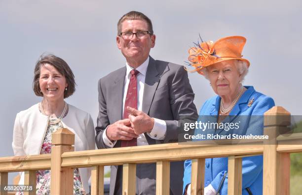 Queen Elizabeth II visits one of the Duchy of Lancaster Farms where she met tenants John and Victoria Coupland and young Equestrians at the Eland...