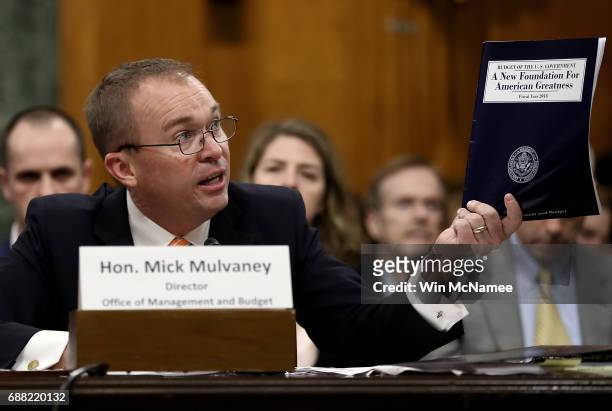 Office of Management and Budget Director Mick Mulvaney testifies before the Senate Budget Committee May 25, 2017 in Washington, DC. Mulvaney...