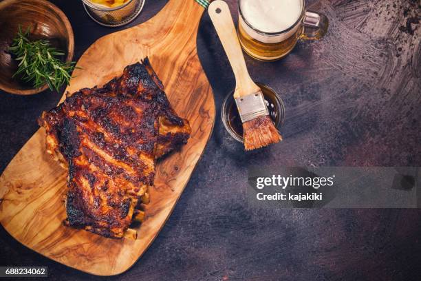 barbecue pork ribs - barbeque sauce stock pictures, royalty-free photos & images