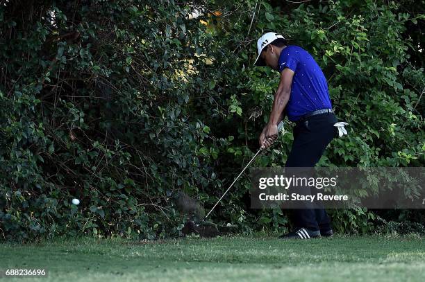 Fabian Gomez of Argentina plays a shot on the 11th hole during Round One of the DEAN & DELUCA Invitational at Colonial Country Club on May 25, 2017...