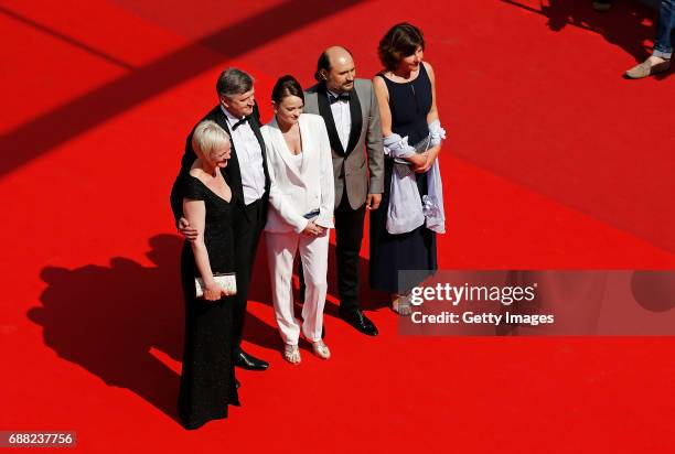 Producer Marianne Slot, director Sergei Loznitsa, actress Vasilina Makovtseva, actor Valeriu Andriuta and producer Carine Leblanc attend the "A...