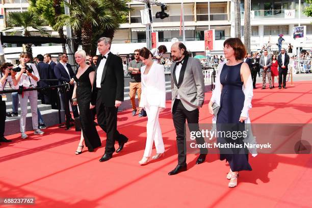 Producer Marianne Slot, director Sergei Loznitsa, actress Vasilina Makovtseva, actor Valeriu Andriuta and producer Carine Leblanc attend the "A...