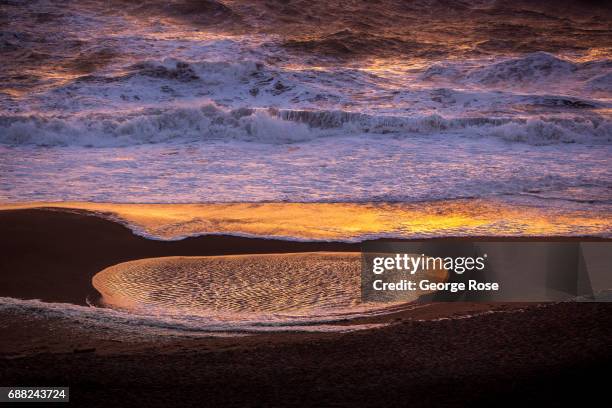 The ocean at Portuguese Beach is viewed at sunset on May 5 near Bodega Bay, California. After record winter rainfall battered the North Coast,...