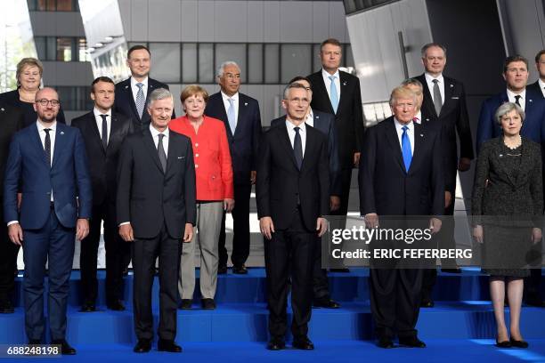 Belgian Prime Minister Charles Michel, King Philippe - Filip of Belgium, NATO Secretary General Jens Stoltenberg, US President Donald Trump,...