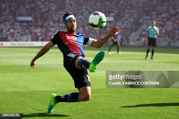 Basel's Argentinian midfielder Matías Delgado controls the ball during the Swiss football cup final between FC Basel and FC Sion on May 25, 2017 at...