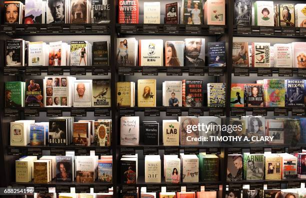 Books are seen at Amazon Books in Manhattan's Time Warner Center on May 25, 2017 as the online retailing giant Amazon.com Inc. Opens its first New...