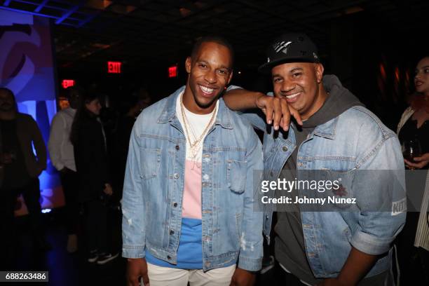 Victor Cruz and Lenny Santiago attend the New York Screening of "The Defiant Ones" at iPic Theater on May 24, 2017 in New York City.