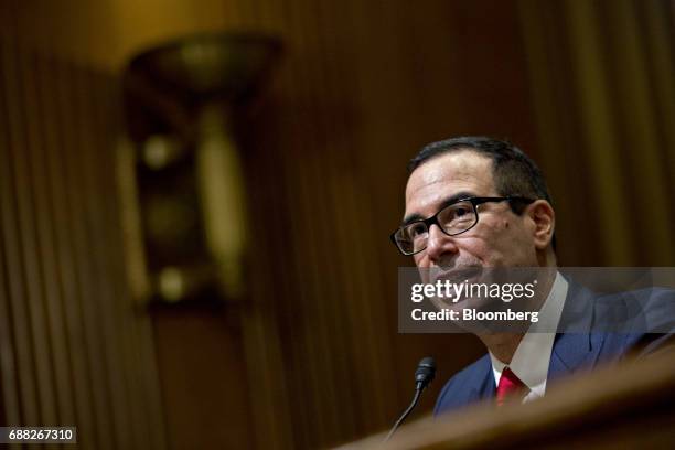 Steven Mnuchin, U.S. Treasury secretary, speaks during a Senate Finance Committee hearing in Washington, D.C., U.S., on Thursday, May 25, 2017....