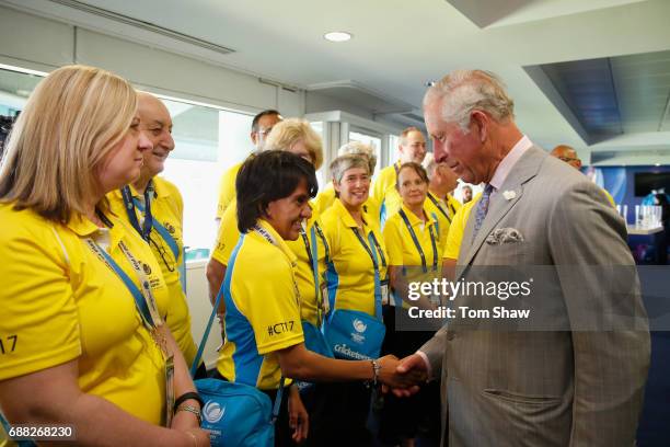 The Prince of Wales meets and greets officials at the launch of the ICC Champions Trophy at The Oval on May 25, 2017 in London, England.