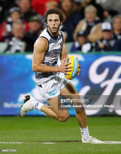 James Parsons of the Cats in action during the 2017 AFL round 10 match between the Geelong Cats and Port Adelaide Power at Simonds Stadium on May 25,...