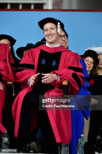 Facebook Founder and CEO Mark Zuckerberg received an Honorary Doctor of Laws Degree from Harvard University at its 2017 366th Commencement Exercises...