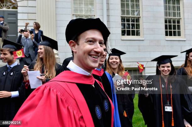 Facebook Founder and CEO Mark Zuckerberg received an Honorary Doctor of Laws Degree from Harvard University at its 2017 366th Commencement Exercises...