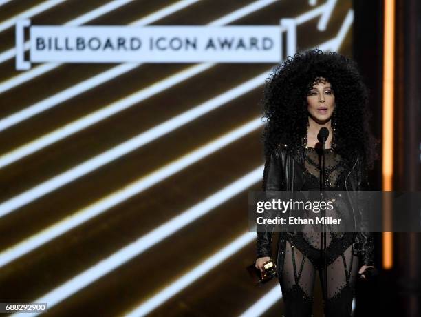 Actress/singer Cher accepts the Billboard Icon Award during the 2017 Billboard Music Awards at T-Mobile Arena on May 21, 2017 in Las Vegas, Nevada.