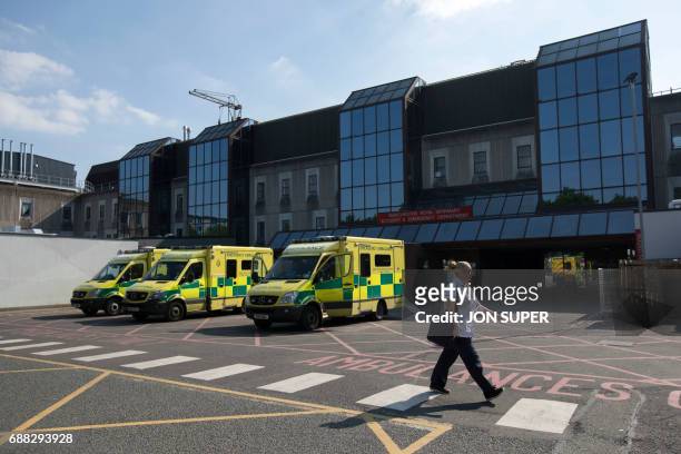 General view shows the Manchester Royal Infirmary Hospital in Manchester, northwest England, on May 25, 2017 where some of the injured victims of the...