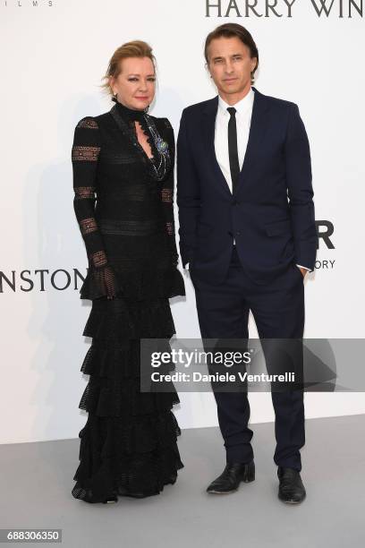 Caroline Scheufele and Olivier Martinez arrive at the amfAR Gala Cannes 2017 at Hotel du Cap-Eden-Roc on May 25, 2017 in Cap d'Antibes, France.