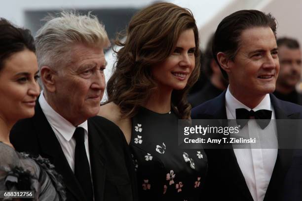 Emily Stofle, Director David Lynch, Desiree Gruber and actor Kyle MacLachlan attend the "Twin Peaks" screening during the 70th annual Cannes Film...