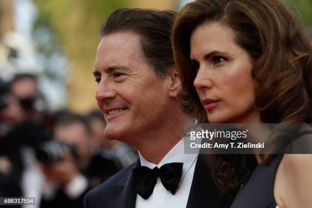 Actor Kyle MacLachlan and Desiree Gruber attends the "Twin Peaks" screening during the 70th annual Cannes Film Festival at Palais des Festivals on...