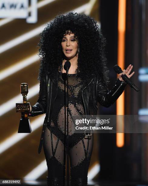 Actress/singer Cher accepts the Billboard Icon Award during the 2017 Billboard Music Awards at T-Mobile Arena on May 21, 2017 in Las Vegas, Nevada.