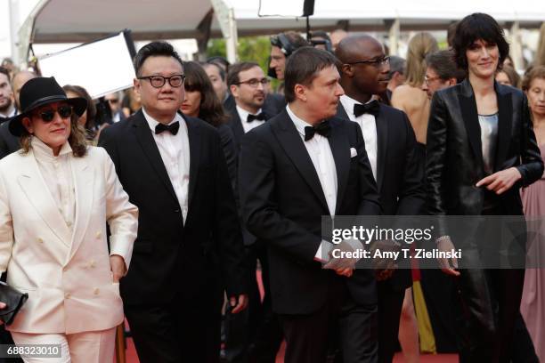 Athina Rachel Tsanga, Eric Khoo, Cristian Mungiu, Clotilde Hesme and Barry Jenkins, the Cinefondation jury, attend the "Twin Peaks" screening during...