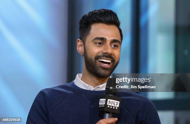 Comedian Hasan Minhaj attends Build to discuss his new Netflix special "Hasan Minhaj: Homecoming King" at Build Studio on May 25, 2017 in New York...