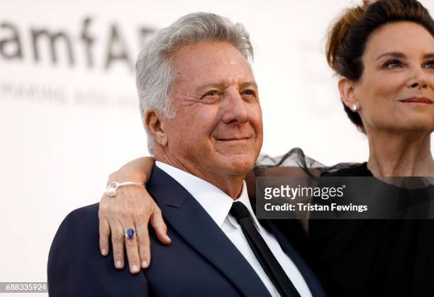 Dustin Hoffman and Lisa Hoffman arrive at the amfAR Gala Cannes 2017 at Hotel du Cap-Eden-Roc on May 25, 2017 in Cap d'Antibes, France.