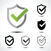 Shield check mark icon icon design template element