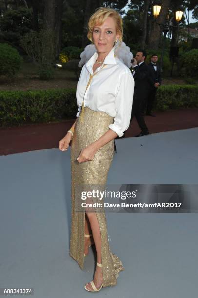 Uma Thurman attends the amfAR Gala Cannes 2017 at Hotel du Cap-Eden-Roc on May 25, 2017 in Cap d'Antibes, France.