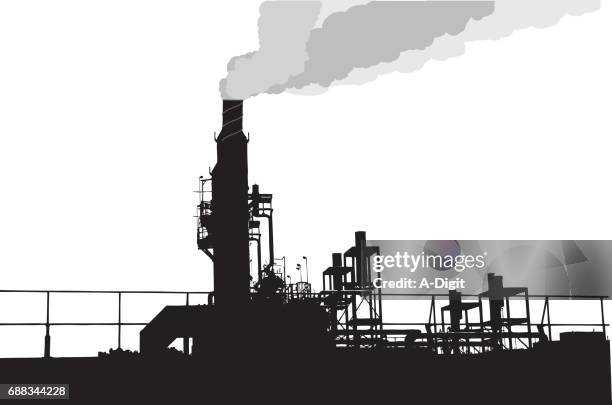 industrial pollustion - tower stock illustrations