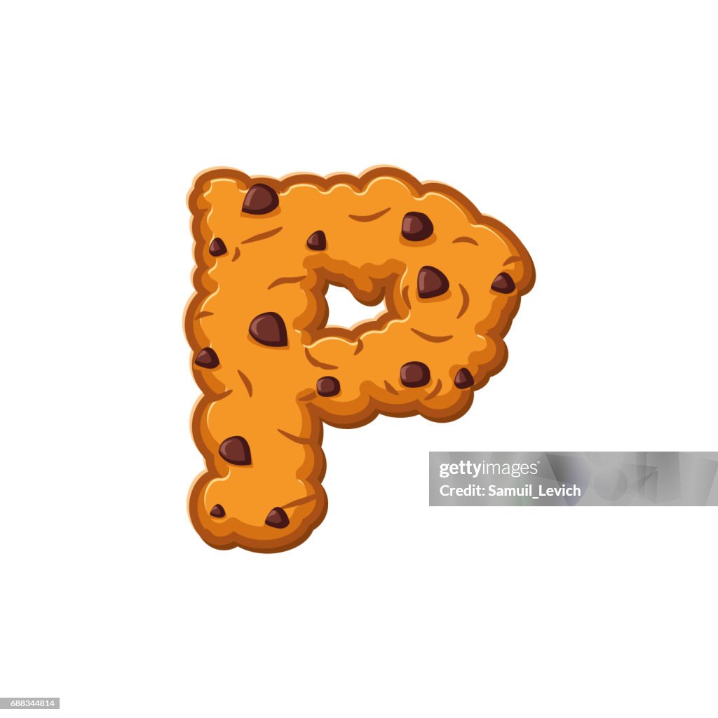 Cookies De Lettre P Police De Cookie Symbole Dalphabet Biscuit Gruau Signe  Daliments Abc Illustration - Getty Images