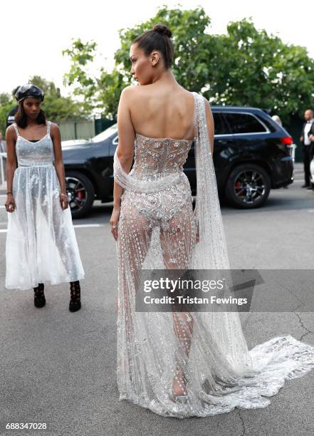 Bella Hadid arrives at the amfAR Gala Cannes 2017 at Hotel du Cap-Eden-Roc on May 25, 2017 in Cap d'Antibes, France.