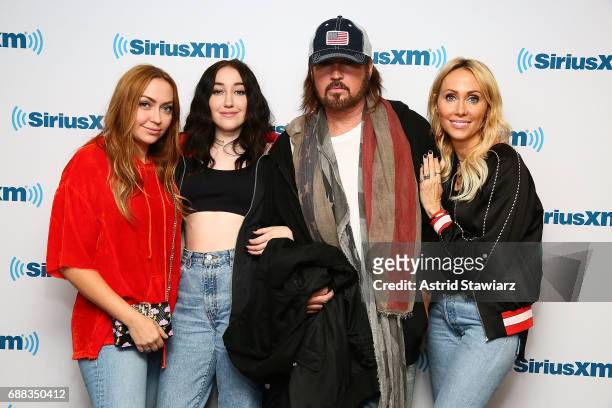 Actress Brandi Cyrus, singers Noah Cyrus, Billy Ray Cyrus and Tish Cyrus visit the SiriusXM Studios on May 25, 2017 in New York City.