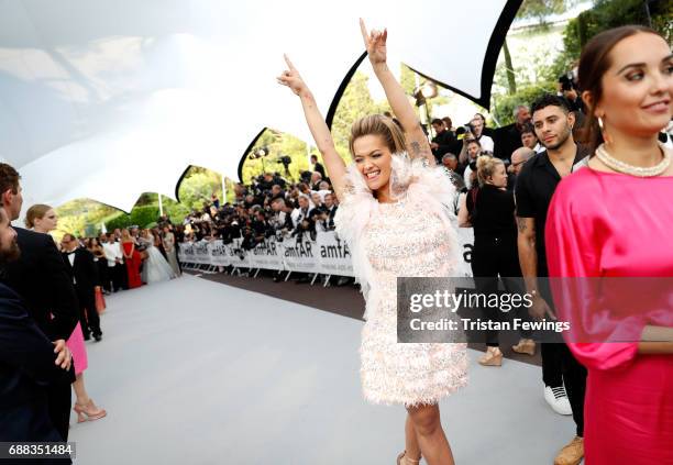 Rita Ora arrives at the amfAR Gala Cannes 2017 at Hotel du Cap-Eden-Roc on May 25, 2017 in Cap d'Antibes, France.