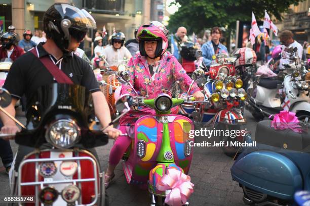 Scooter enthusiasts arrive in St Ann's square to pay tribute to Olivia Campbell,who died in Monday's terror attack at the Manchester Arena attack on...