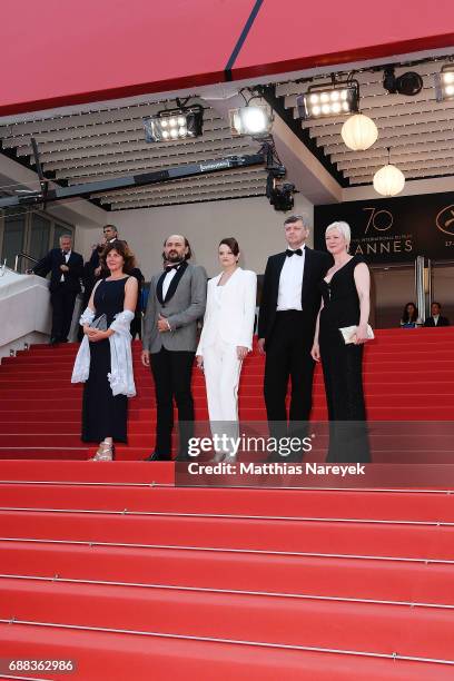 Producer Marianne Slot, director Sergei Loznitsa, actress Vasilina Makovtseva, actor Valeriu Andriuta and producer Carine Leblanc attend the "A...