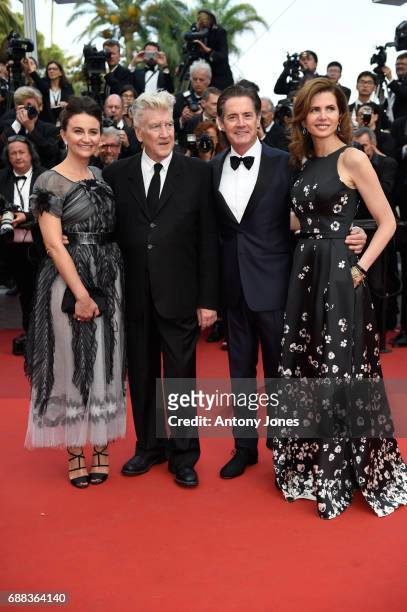 Emily Stofle, David Lynch, Kyle MacLachlan and Desiree Gruber attend the "Twin Peaks" screening during the 70th annual Cannes Film Festival at Palais...