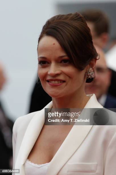 Actress Vasilina Makovtseva attends 'A Gentle Creature ' premiere during the 70th annual Cannes Film Festival at Palais des Festivals on May 25, 2017...