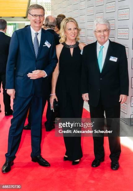 Guenther Jauch, Britta Gessler and Frank Elstner are seen during the German Media Award 2016 at Kongresshaus on May 25, 2017 in Baden-Baden, Germany....