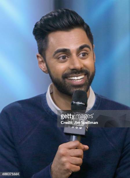 Comedian Hasan Minhaj attends Build to discuss his new Netflix special "Hasan Minhaj: Homecoming King" at Build Studio on May 25, 2017 in New York...