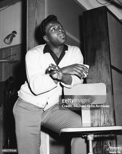 Singer Otis Williams records in circa 1956 in Nashville, Tennessee.