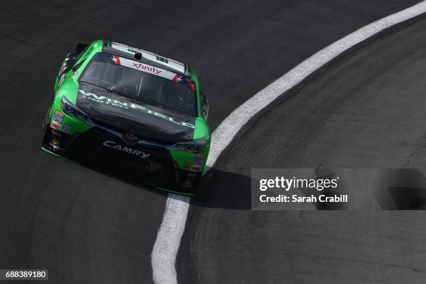 Dakoda Armstrong, driver of the WinField United Toyota, drives during practice for the NASCAR Xfinity Series Hisense 4K TV 300 at Charlotte Motor...