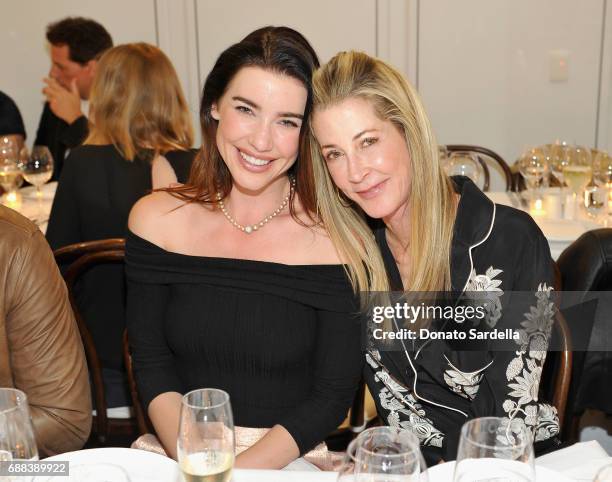 Jacqueline Wood and Kelly Styne attend an event to celebrate the launch of Plum Sykes new book Party Girls Die in Pearls at Burberry Rodeo Drive on...