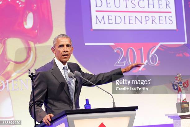 Former US president Barack Obama during the German Media Award 2016 at Kongresshaus on May 25, 2017 in Baden-Baden, Germany. The German Media Award...